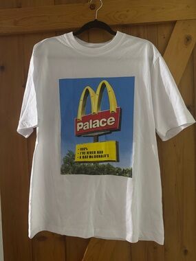 PALACE White Tee with Yellow, Blue & Red Sign Graphic